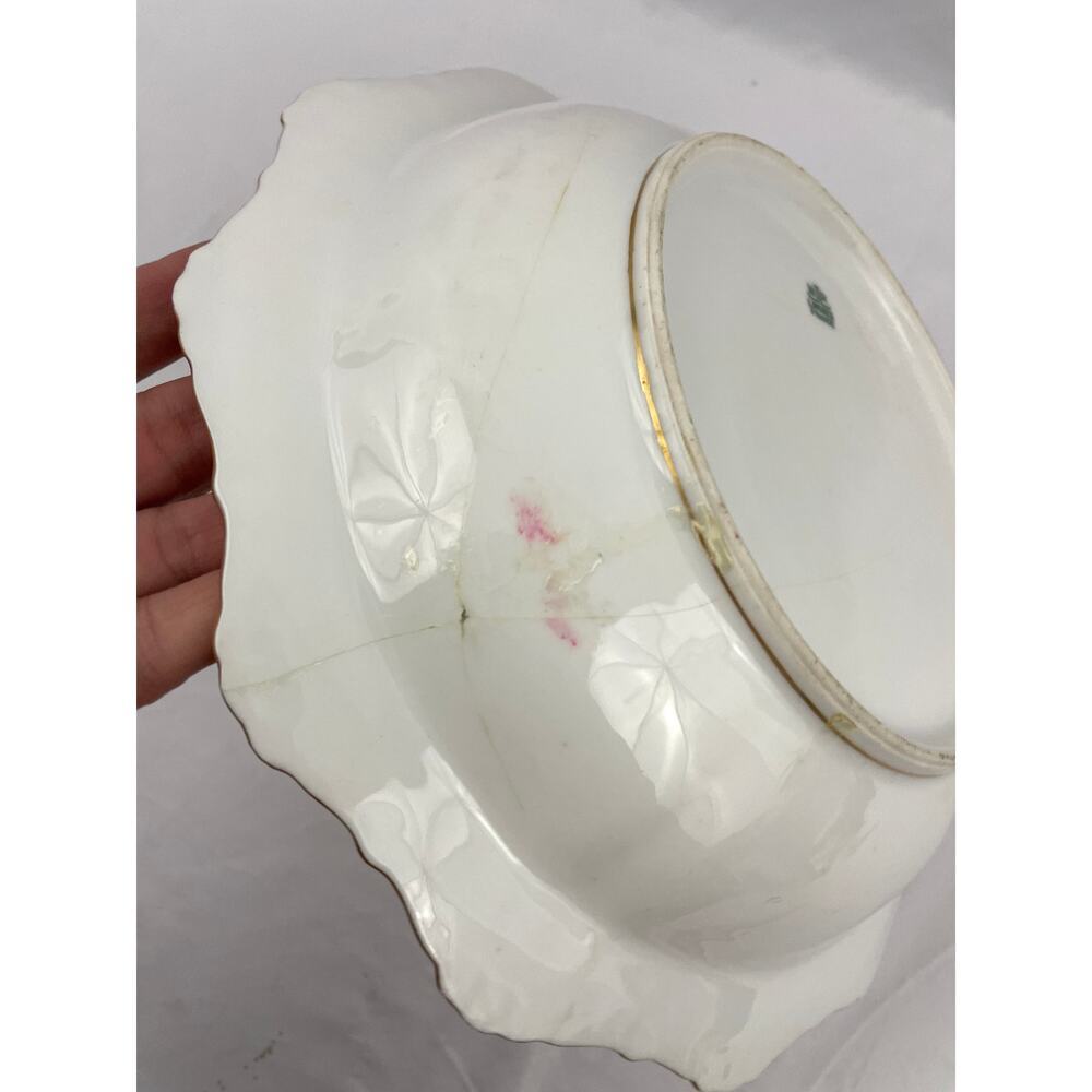 Antique Limoges Bowl France Handpainted Pink Roses Gold Accent Artist Signed VTG - Picture 2 of 15